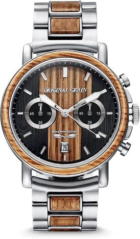 Original Grain Men's Brewmaster 44mm Analog Watch | Alterra Chrono Collection, 316L Stainless Steel, Adjustable Watch Band | 10ATM Water-Resistant & Scratch-Resistant | Bracelet Wrist Watch for Men in Saudi Arabia