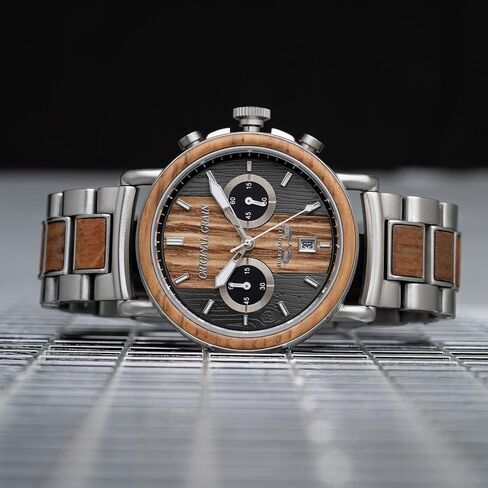 Original Grain Men's Brewmaster 44mm Analog Watch | Alterra Chrono Collection, 316L Stainless Steel, Adjustable Watch Band | 10ATM Water-Resistant & Scratch-Resistant | Bracelet Wrist Watch for Men in Saudi Arabia