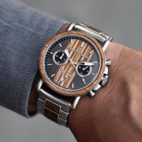 Original Grain Men's Brewmaster 44mm Analog Watch | Alterra Chrono Collection, 316L Stainless Steel, Adjustable Watch Band | 10ATM Water-Resistant & Scratch-Resistant | Bracelet Wrist Watch for Men in Saudi Arabia