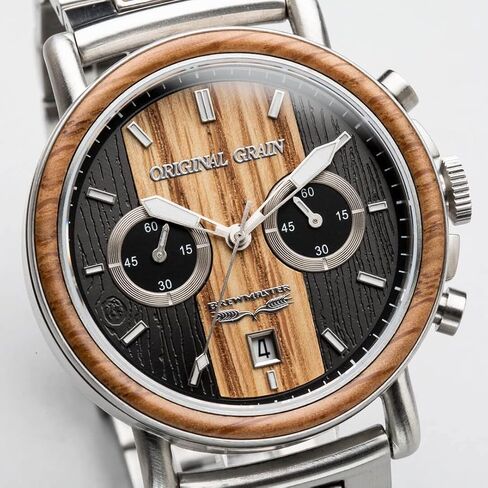Original Grain Men's Brewmaster 44mm Analog Watch | Alterra Chrono Collection, 316L Stainless Steel, Adjustable Watch Band | 10ATM Water-Resistant & Scratch-Resistant | Bracelet Wrist Watch for Men in Saudi Arabia