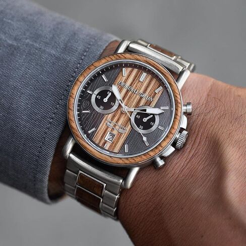 Original Grain Men's Brewmaster 44mm Analog Watch | Alterra Chrono Collection, 316L Stainless Steel, Adjustable Watch Band | 10ATM Water-Resistant & Scratch-Resistant | Bracelet Wrist Watch for Men in Saudi Arabia