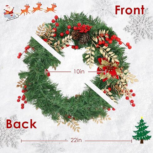 Fall Wreaths for Front Door Outside Decor, 22" Pumpkin Berry Maple Leaves Pine Cone Wreath Autumn Decorations with Bow and Hanging Sign for Thanksgiving Home Outdoor Indoor Porch Harvest in Saudi Arabia