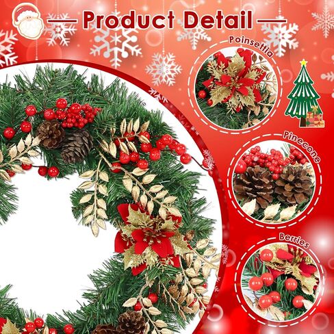 Fall Wreaths for Front Door Outside Decor, 22" Pumpkin Berry Maple Leaves Pine Cone Wreath Autumn Decorations with Bow and Hanging Sign for Thanksgiving Home Outdoor Indoor Porch Harvest in Saudi Arabia