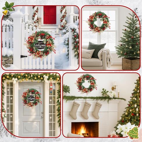 Fall Wreaths for Front Door Outside Decor, 22" Pumpkin Berry Maple Leaves Pine Cone Wreath Autumn Decorations with Bow and Hanging Sign for Thanksgiving Home Outdoor Indoor Porch Harvest in Saudi Arabia