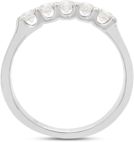 SAVEARTH DIAMONDS 1/2 Ct Round Cut Lab Created Moissanite Diamond Five Stone Wedding Ring for Women In 14K Gold Over Sterling Silver U Prong (VVS1 Clarity, 0.50 Cttw) in Saudi Arabia