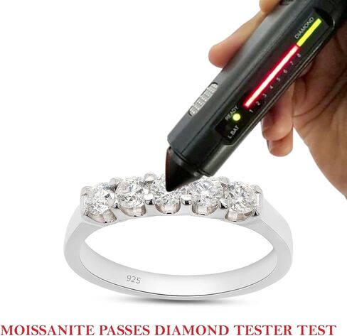 SAVEARTH DIAMONDS 1/2 Ct Round Cut Lab Created Moissanite Diamond Five Stone Wedding Ring for Women In 14K Gold Over Sterling Silver U Prong (VVS1 Clarity, 0.50 Cttw) in Saudi Arabia