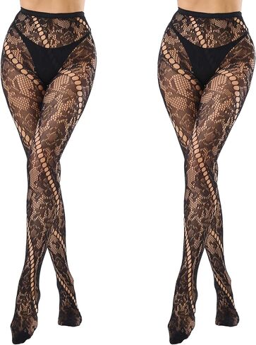 جوارب طويلة نسائية منقوشة بشبكة صيد السمك، جوارب طويلة على الطراز القوطي، عالية الخصر، جوارب طويلة سوداء اللون للنساء in Kuwait