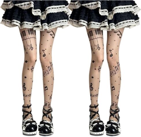 Womens Sheer Tights High Waist Patterned Tights Kwaii Transparent Thigh High Stockings Lolita Silk Thin Long Socks in Saudi Arabia
