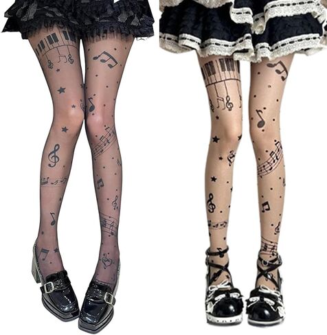 Womens Sheer Tights High Waist Patterned Tights Kwaii Transparent Thigh High Stockings Lolita Silk Thin Long Socks in Saudi Arabia