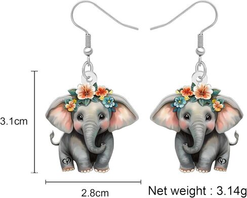 الاكريليك لطيف الفيل الأقراط استرخى المجوهرات أنيمي الجدة الهدايا للنساء الفتيات سحر الملحقات in Kuwait