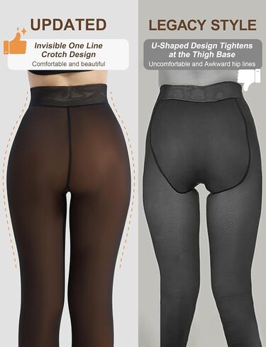 Women's Fleece-Lined Tights, Winter Sheer Thermal Pantyhose Fake Translucent Lifting Hips Leggings, 6 Sizes Choose in Saudi Arabia