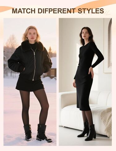 Women's Fleece-Lined Tights, Winter Sheer Thermal Pantyhose Fake Translucent Lifting Hips Leggings, 6 Sizes Choose in Saudi Arabia