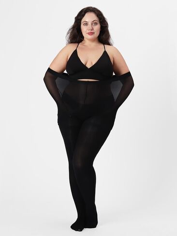 Plus Size Opaque Tights for Women 240D Soft Solid Color Footed High Waist Control Top Pantyhose in Saudi Arabia