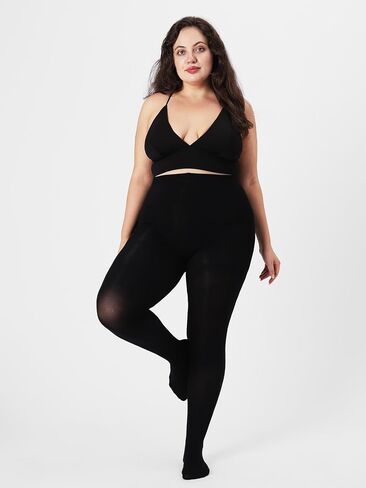Plus Size Opaque Tights for Women 240D Soft Solid Color Footed High Waist Control Top Pantyhose in Saudi Arabia