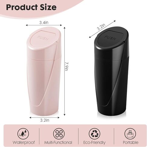 2-Pack Pink Car Trash Can for Cup Holder with Lid -60 Trash Bags - Mini Trash Can for Car Door or Console – Leakproof & Odor-Sealing - Cute Accessory -Trash Bin for Garbage + Bonus Clip Air Fresheners in Saudi Arabia