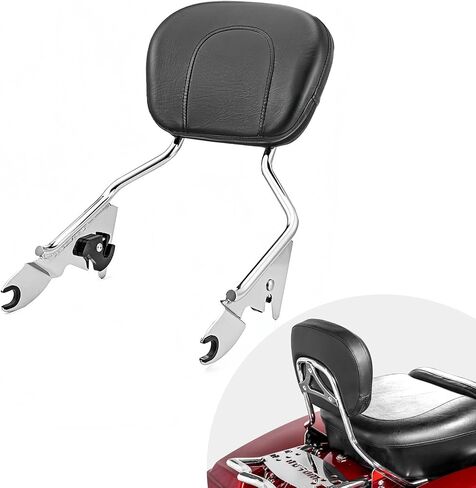 Detachable Passenger Backrest Compatible with 2009-2024 Harley Davidson Touring Street Glide Road King Electra Glide Ultra Limited, Chrome Quick Release Sissy Bar with PU Leather Pad in Saudi Arabia