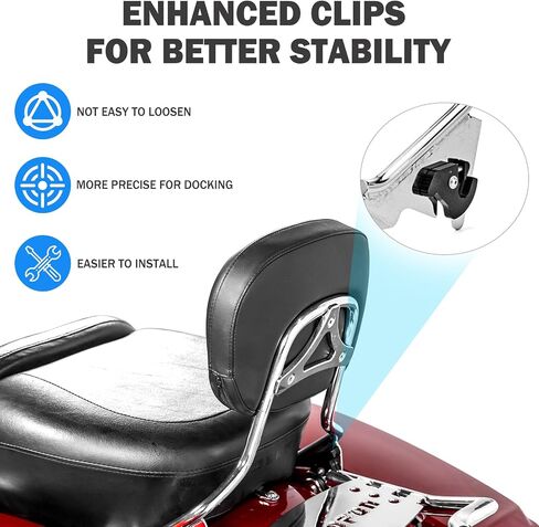 Detachable Passenger Backrest Compatible with 2009-2024 Harley Davidson Touring Street Glide Road King Electra Glide Ultra Limited, Chrome Quick Release Sissy Bar with PU Leather Pad in Saudi Arabia