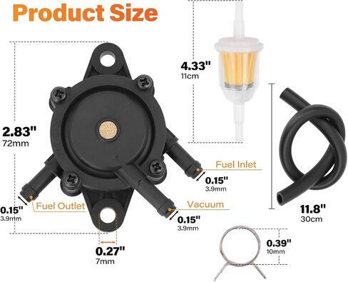 808492 Fuel Pump with Filter and Oil Hose Compatible with Briggs and Stratton Kohler 17HP-25HP Kawasaki John Deere Cub Cadet Yamaha Golf Cart Lawn Mower Mikuni Fuel Pump Replace# 808656 in Saudi Arabia