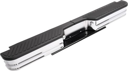 HECASA Universal Rear Step Bumper Compatible with 1967-1998 Chevy Chevrolet GMC C/K Fleetside Dodge Fleetside Ram charger Ford Bronco F250 F350HD SuperDuty F-Series Styleside with Lights Silvery+Black in Saudi Arabia