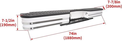HECASA Universal Rear Step Bumper Compatible with 1967-1998 Chevy Chevrolet GMC C/K Fleetside Dodge Fleetside Ram charger Ford Bronco F250 F350HD SuperDuty F-Series Styleside with Lights Silvery+Black in Saudi Arabia