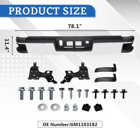 Rear Step Bumper Compatible with 2015-2019 Chevy Silverado GMC Sierra 2500HD 3500HD Rear Bumper for Single Rear Wheel GM1103182,Without Parking Sensor Holes and Hitch Bar (Chrome) in Saudi Arabia