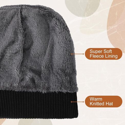 Geyoga 3 Pack Waterproof Beanie Women Men Winter Warm Beanie Fleece Lined Knit Hat Windproof Hat for All Weather Warm in Saudi Arabia