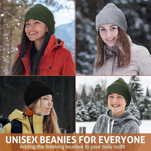 Geyoga 3 Pack Waterproof Beanie Women Men Winter Warm Beanie Fleece Lined Knit Hat Windproof Hat for All Weather Warm in Saudi Arabia