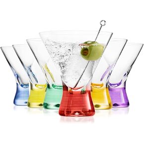 Beneti Martini Glasses | Made In Europe | Stemless Cocktail Bar Drinking Glassware Set for Parties (6 Pack - 8 oz - Multi Colored) in Saudi Arabia