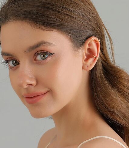 Ear Cuffs Hoop Cuffs Earrings For Women Non Piercing-Clip on earrings Cartilage earrings Dainty 14K Gold/Silver Plated Tarnish Trendy Jewelry Set in Saudi Arabia