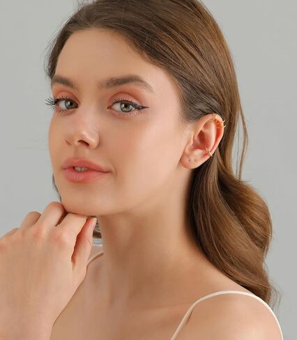 Ear Cuffs Hoop Cuffs Earrings For Women Non Piercing-Clip on earrings Cartilage earrings Dainty 14K Gold/Silver Plated Tarnish Trendy Jewelry Set in Saudi Arabia