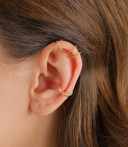 Ear Cuffs Hoop Cuffs Earrings For Women Non Piercing-Clip on earrings Cartilage earrings Dainty 14K Gold/Silver Plated Tarnish Trendy Jewelry Set in Saudi Arabia