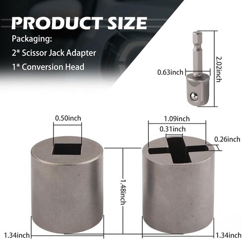 3PCS Scissor Jack Adapter for Hand Drill,Heavy-Duty Scissor Jack Drill Adapter for Lifting Car Jacks,Universal Automotive Tools Socket Converter for Scissors Jacks for Car in Saudi Arabia