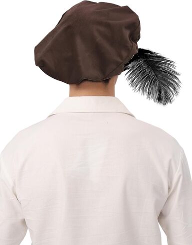 Renaissance Tudor Velvet Hat with Feather Medieval Muffin Elizabethan Cap in Kuwait