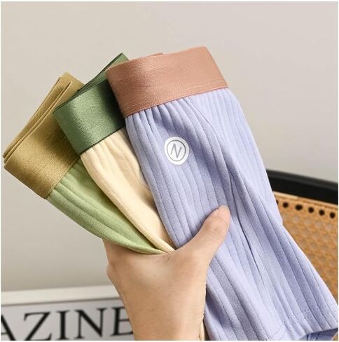 6-Pack Men's Boxer Briefs, Striped Shorts Underwear Mid Waist Stretch Trunk Comfort Breathable Briefs in Saudi Arabia