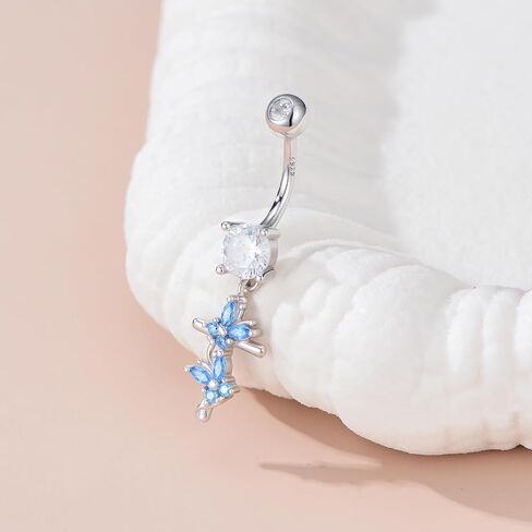 Butterfly Belly Button Ring for Women 925 Sterling Silver Hypoallergenic Cross Dangle Belly ButtonRing Butterflies Body Piercing Jewelry Gift for Birthday Christmas in Saudi Arabia