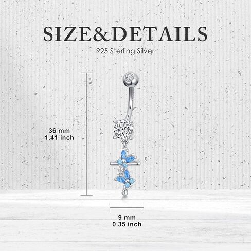 Butterfly Belly Button Ring for Women 925 Sterling Silver Hypoallergenic Cross Dangle Belly ButtonRing Butterflies Body Piercing Jewelry Gift for Birthday Christmas in Saudi Arabia