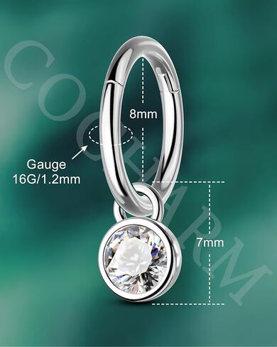 COCHARM 16G Clicker Rook أقراط متدلية هوب هيليكس أقراط للنساء 6 مم 8 مم الجراحية الصلب روك هيليكس ثقب المجوهرات المتدلية الفص القرط in Saudi Arabia