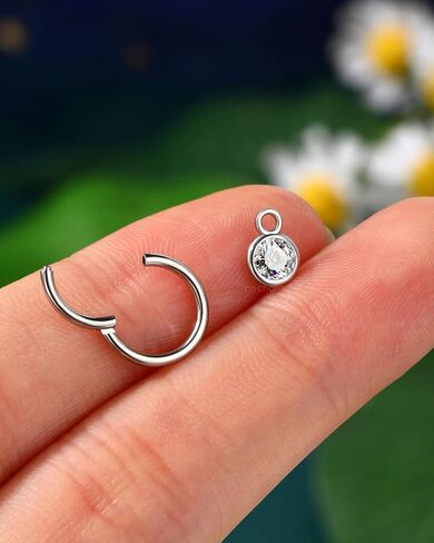 COCHARM 16G Clicker Rook أقراط متدلية هوب هيليكس أقراط للنساء 6 مم 8 مم الجراحية الصلب روك هيليكس ثقب المجوهرات المتدلية الفص القرط in Saudi Arabia