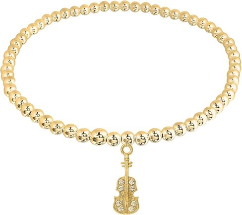 مجوهرات Sportybella Cello Charm - سلسلة من الفولاذ المقاوم للصدأ أو مطلية بالذهب، نمط قابل للتعديل أو مطرز أو تبديل أو سوار لعشاق الموسيقى in Kuwait