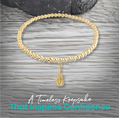 مجوهرات Sportybella Cello Charm - سلسلة من الفولاذ المقاوم للصدأ أو مطلية بالذهب، نمط قابل للتعديل أو مطرز أو تبديل أو سوار لعشاق الموسيقى in Kuwait