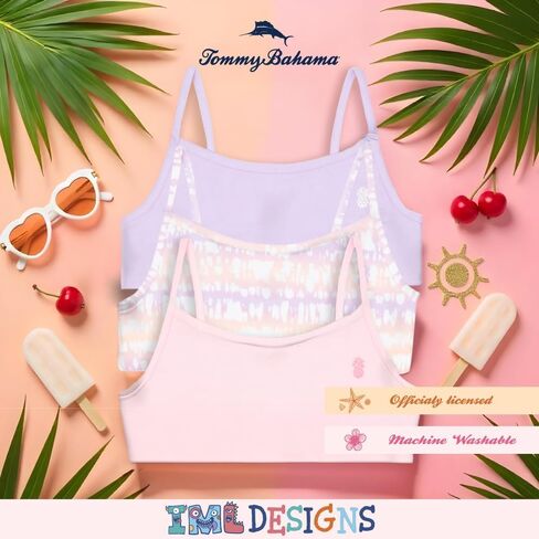 Tommy Bahama Girls Bralette 3-Pack - Soft, Breathable Cotton, Tag-Free Comfort, Training Sports Bra Set for Kids and Teens in Saudi Arabia