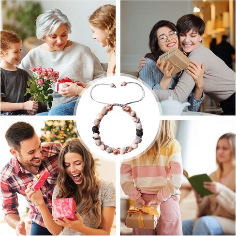 Healing Bracelet for Women, Anxiety Stress Relief Lava Rock Essential Oil Pink Crystal Stone Beaded Bracelet, Calming Spiritual Mood Rose Quartz Bead Stretch Bracelets in Saudi Arabia