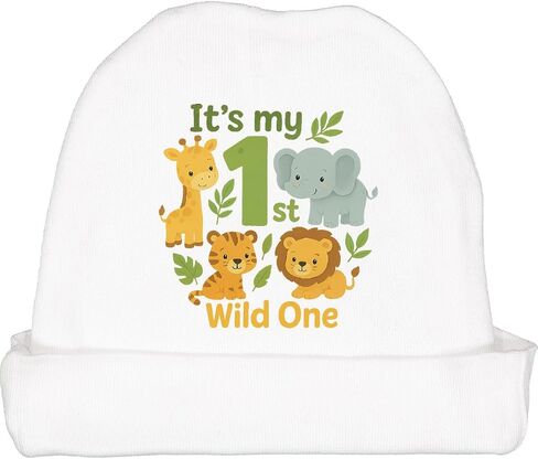 inktastic First Birthday Safari Jungle Animals Baby Beanie Hat in Saudi Arabia