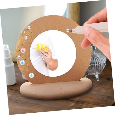 LIFKOME 2pcs Round Wooden Table Mirror Unpainted Blank Mirror for DIY Craft Clay Snowflake Boys and Girls in Saudi Arabia