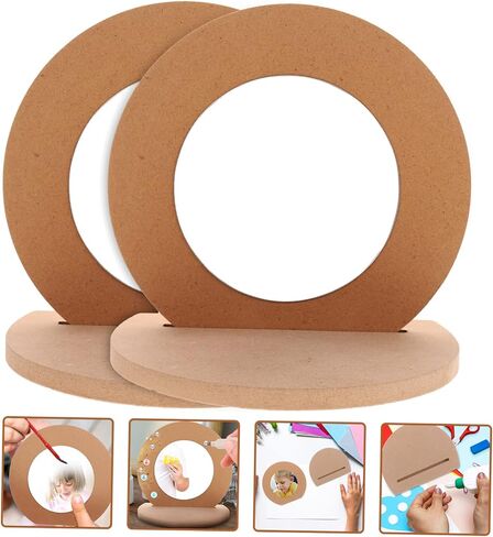 LIFKOME 2pcs Round Wooden Table Mirror Unpainted Blank Mirror for DIY Craft Clay Snowflake Boys and Girls in Saudi Arabia