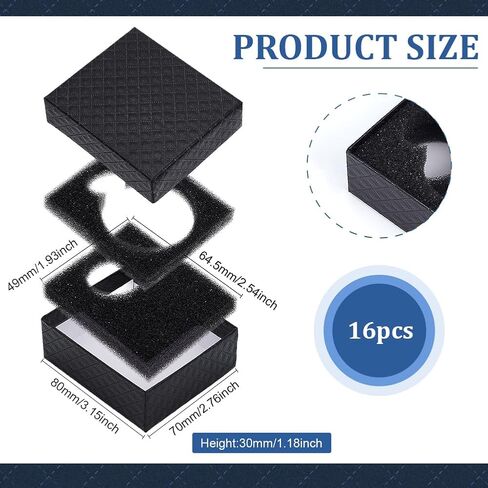 BENECREAT 16 Pcs Pocket Watch Display Box, Black Rhombus Textured Watch Packaging Boxes, Pocket Watch Gift Box for Business, Trips, Travel, 3.15x2.75x1.18 Inch in Saudi Arabia