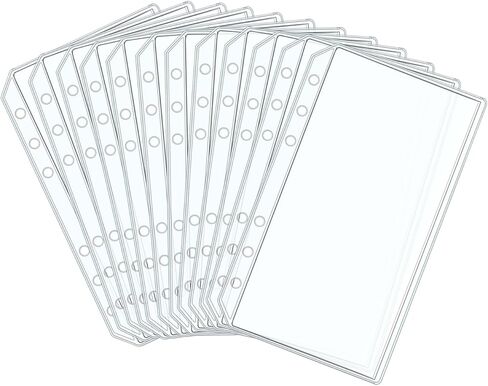 A5 Binder Pockets 12pcs Clear PVC Binder Pouches 6 Holes Zipperless Side Open Cash Budget Envelopes Waterproof Document Filing Bags for A5 Binder Protectors Photos, Cash Organize (A5) in Kuwait