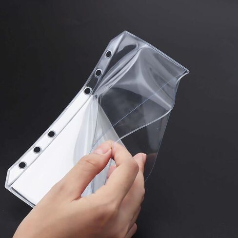 A5 Binder Pockets 12pcs Clear PVC Binder Pouches 6 Holes Zipperless Side Open Cash Budget Envelopes Waterproof Document Filing Bags for A5 Binder Protectors Photos, Cash Organize (A5) in Kuwait