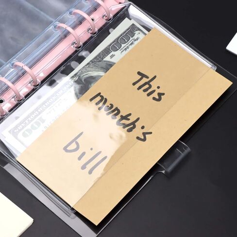 A5 Binder Pockets 12pcs Clear PVC Binder Pouches 6 Holes Zipperless Side Open Cash Budget Envelopes Waterproof Document Filing Bags for A5 Binder Protectors Photos, Cash Organize (A5) in Kuwait