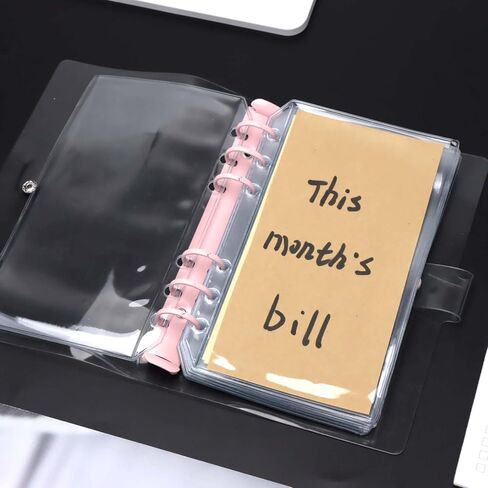 A5 Binder Pockets 12pcs Clear PVC Binder Pouches 6 Holes Zipperless Side Open Cash Budget Envelopes Waterproof Document Filing Bags for A5 Binder Protectors Photos, Cash Organize (A5) in Kuwait